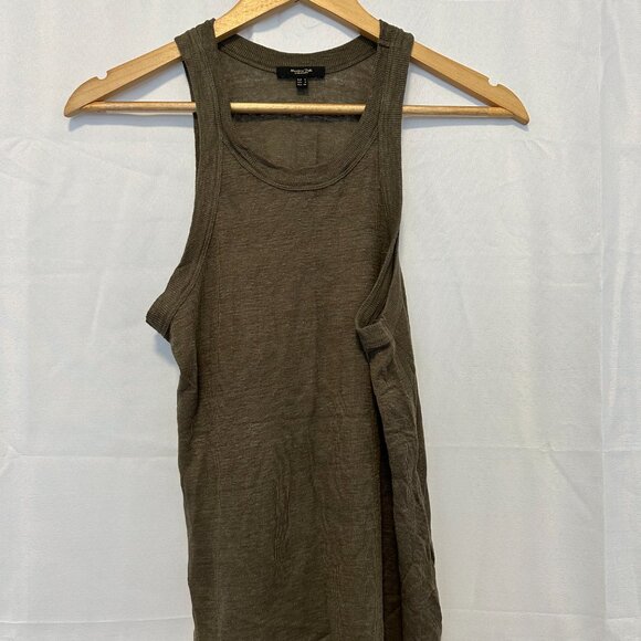 MASSIMO DUTTI OLIVE GREEN 100% LINEN STRAPPY TANK TOP - Picture 5 of 5